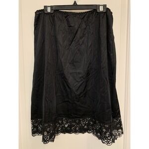 Vintage 80s 90s Avon Fashions Half Slip Large Black Lace Trim Retro Coquette